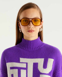 Pull à col montant Maxi Future en cachemire - Neon Purple