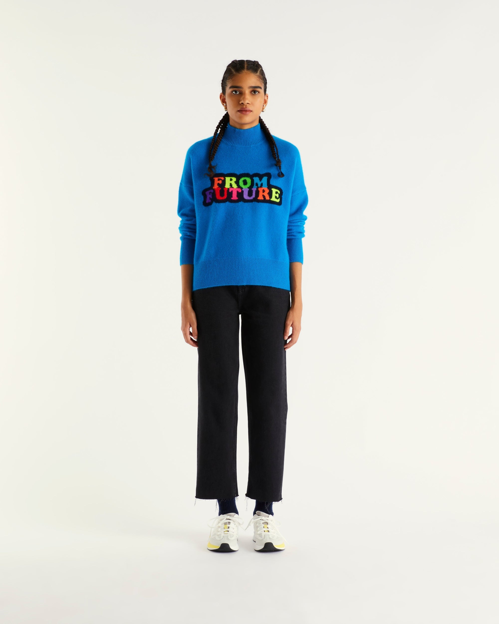 Pull à col montant en cachemire - Power Blue
