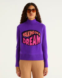 Pull à col montant oversize Walking en cachemire - Neon Purple