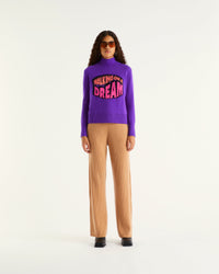 Pull à col montant oversize Walking en cachemire - Neon Purple
