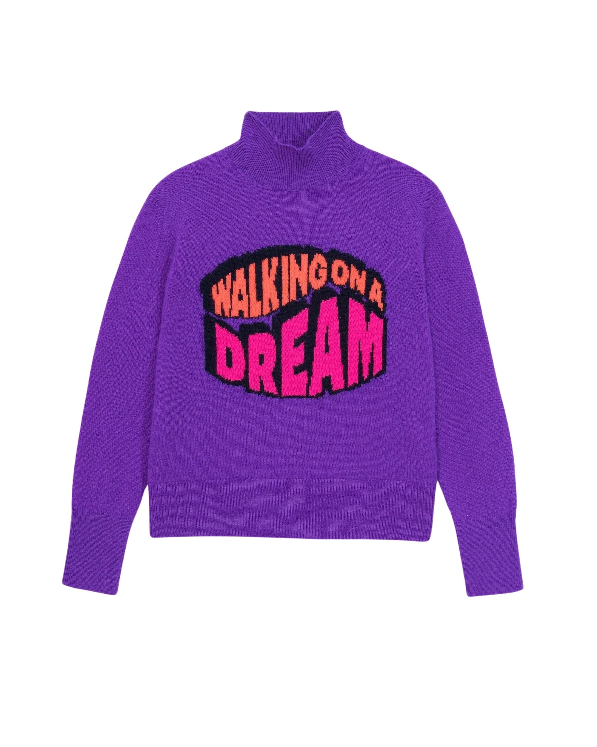 Pull à col montant oversize Walking en cachemire - Neon Purple