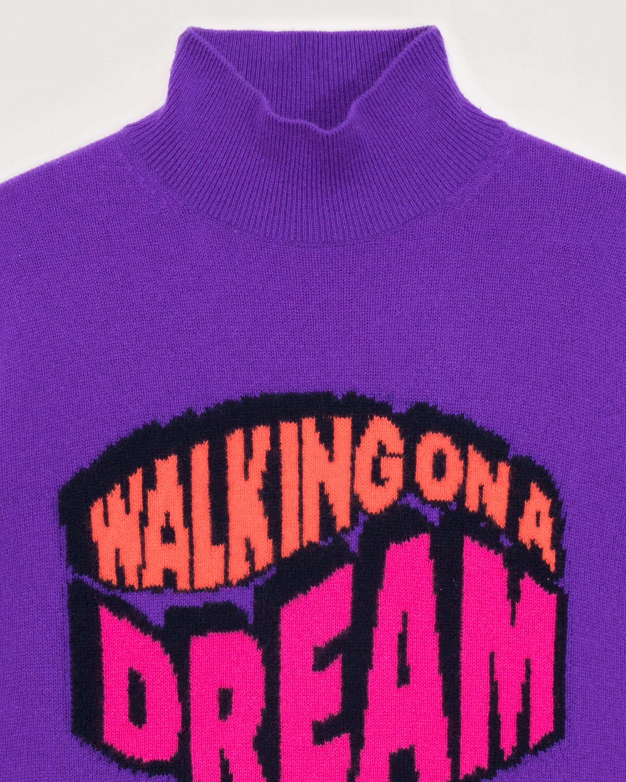 Pull à col montant oversize Walking en cachemire - Neon Purple