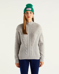 Pull à col montant oversize torsadé en cachemire - Light Heather Gray