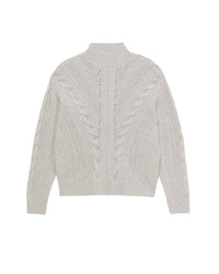 Pull à col montant oversize torsadé en cachemire - Light Heather Gray