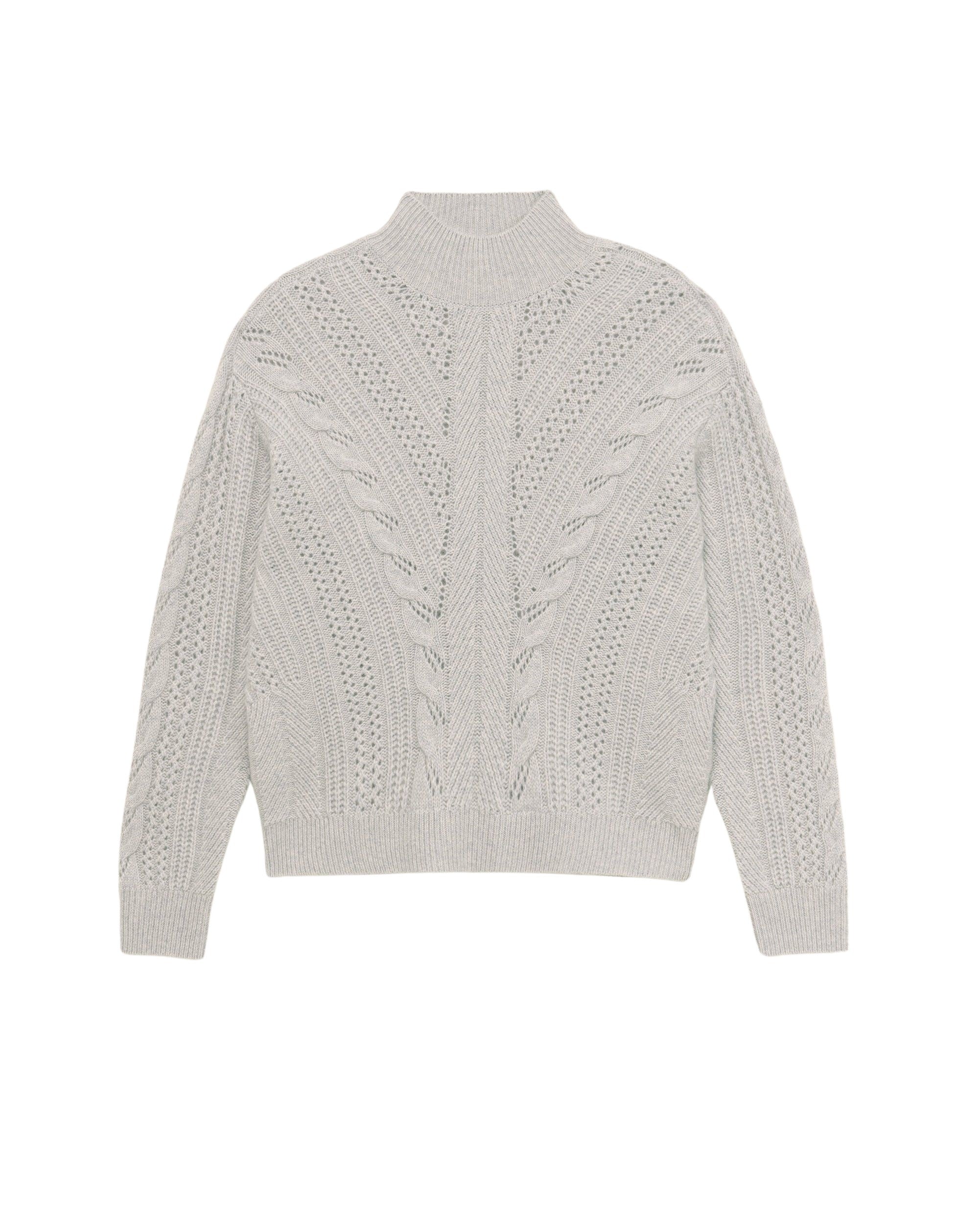 Pull à col montant oversize torsadé en cachemire - Light Heather Gray