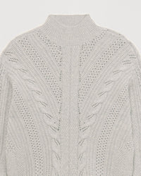 Pull à col montant oversize torsadé en cachemire - Light Heather Gray