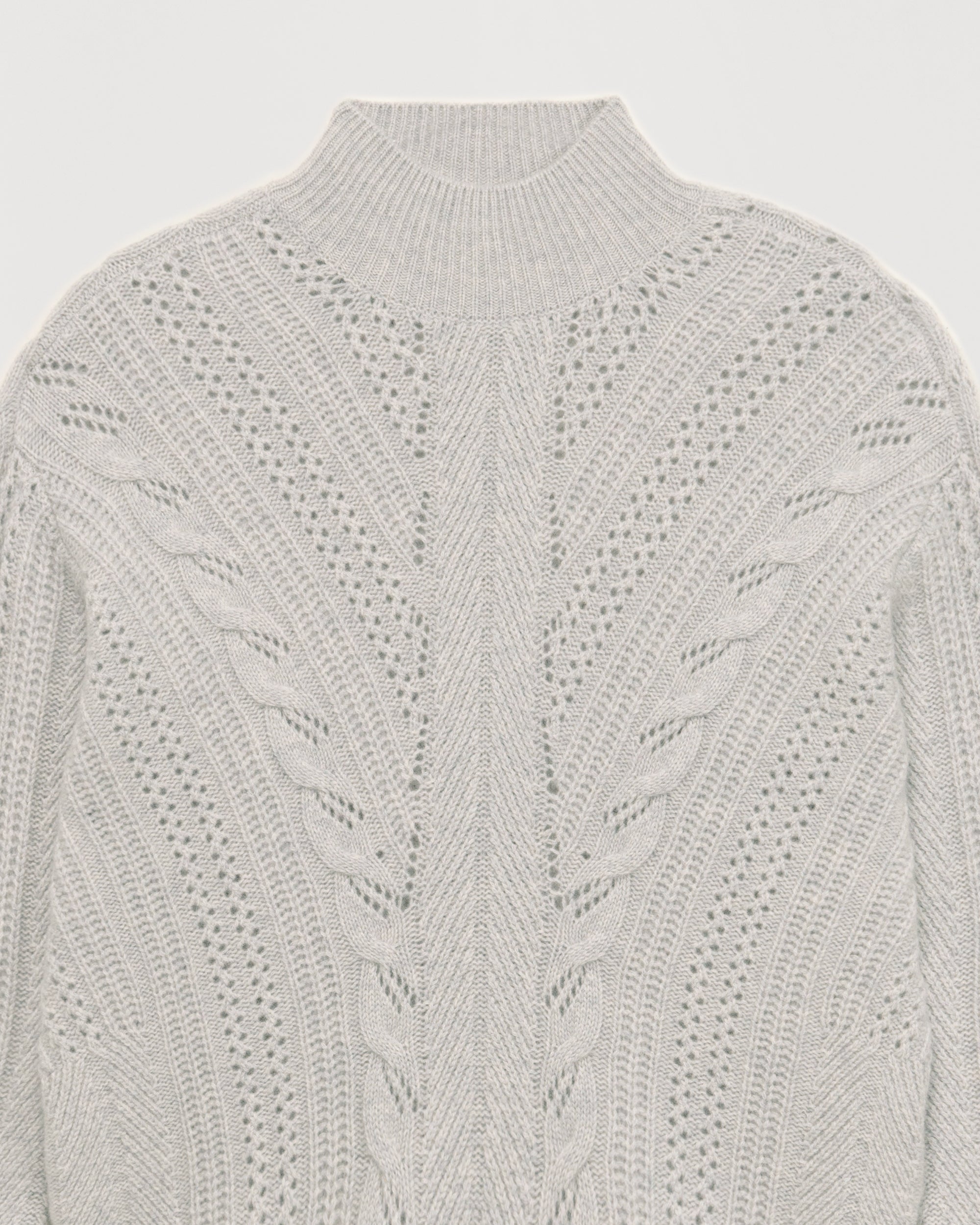 Pull à col montant oversize torsadé en cachemire - Light Heather Gray