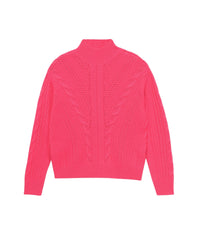 Pull à col montant oversize torsadé en cachemire - Winter Fuchsia