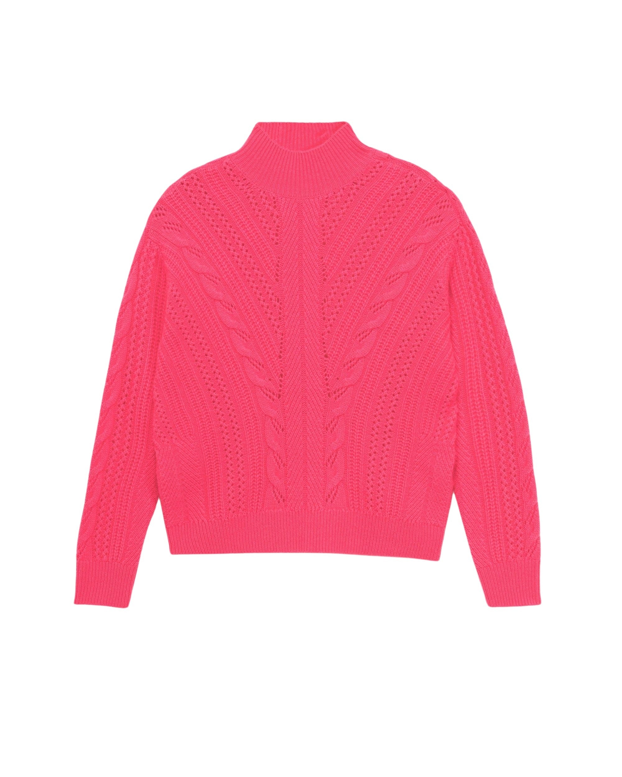 Pull à col montant oversize torsadé en cachemire - Winter Fuchsia