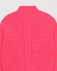 Pull à col montant oversize torsadé en cachemire - Winter Fuchsia