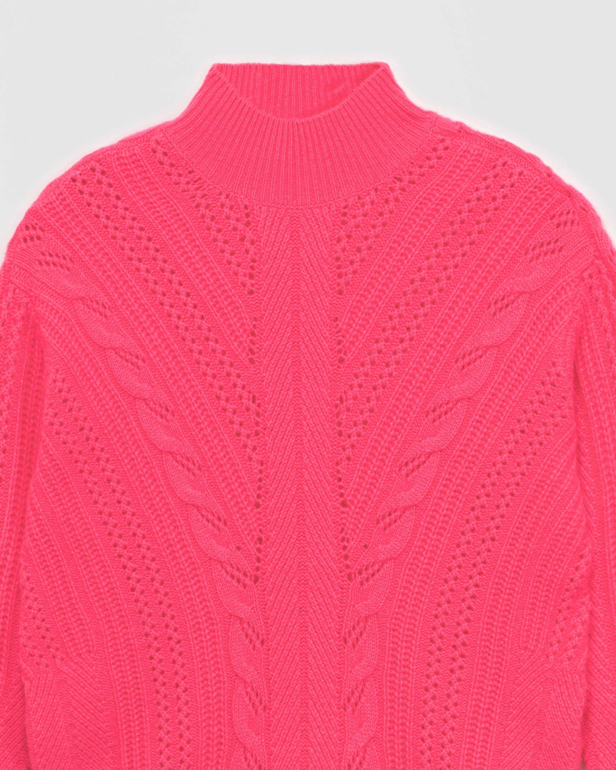 Pull à col montant oversize torsadé en cachemire - Winter Fuchsia