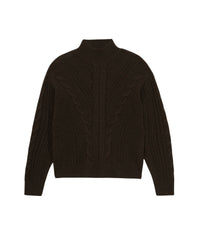 Pull à col montant oversize torsadé en cachemire - Chocolate