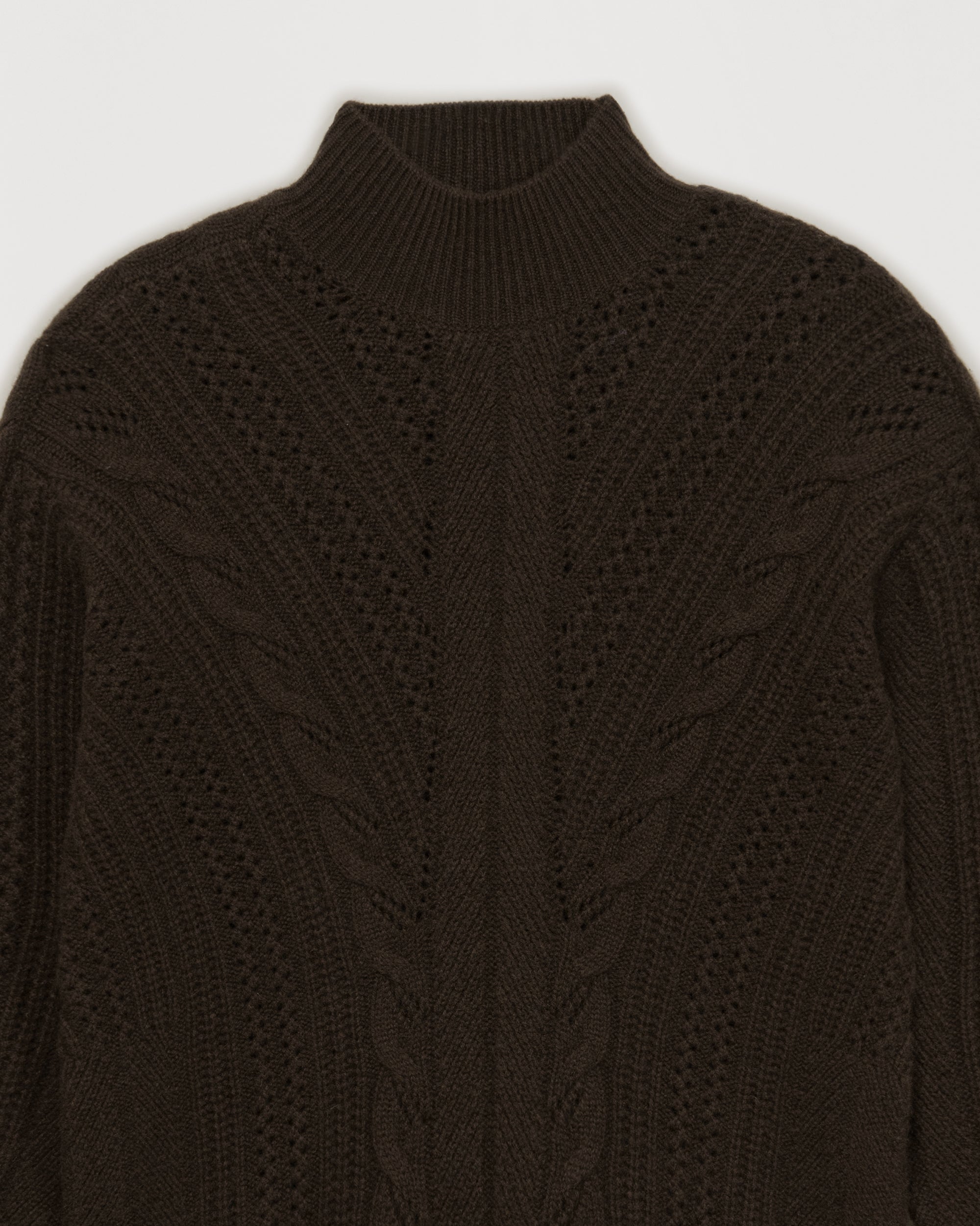 Pull à col montant oversize torsadé en cachemire - Chocolate