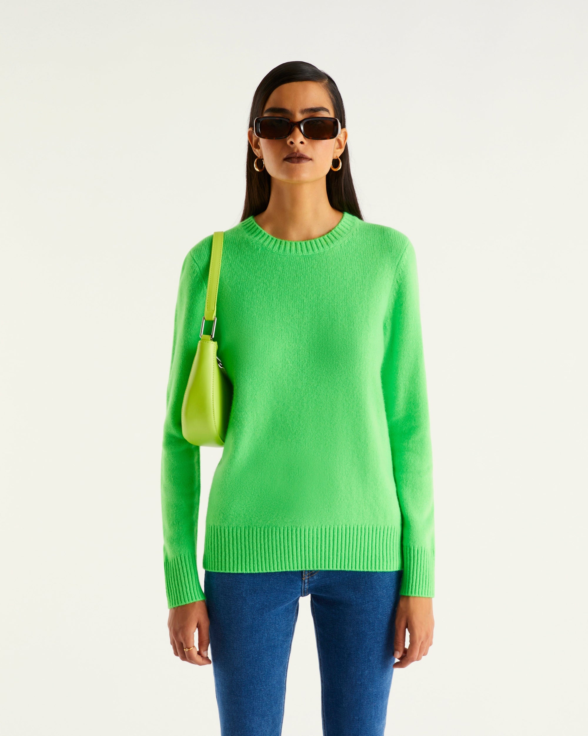 Pull à col rond en cachemire - Neon Green