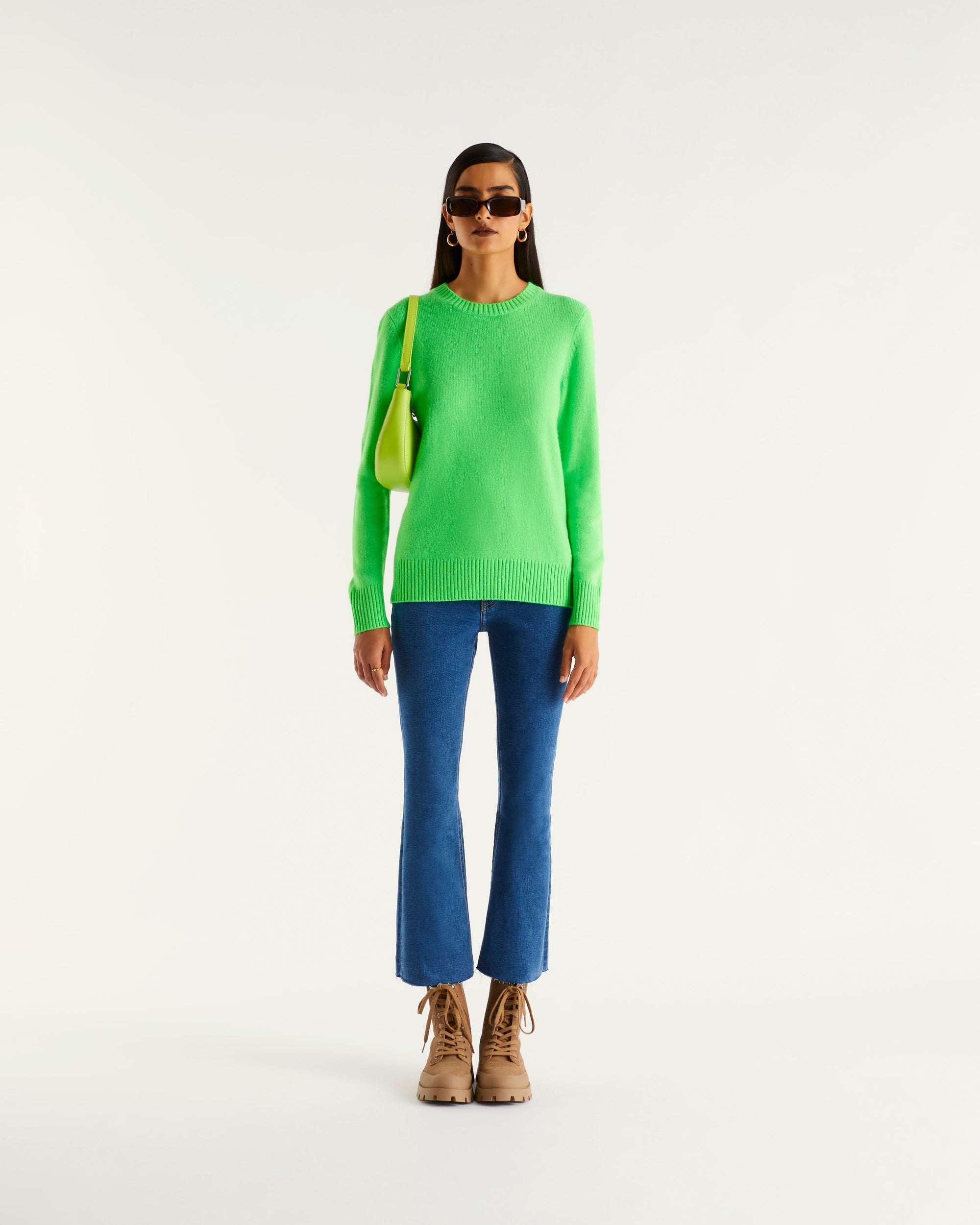 Pull à col rond en cachemire - Neon Green