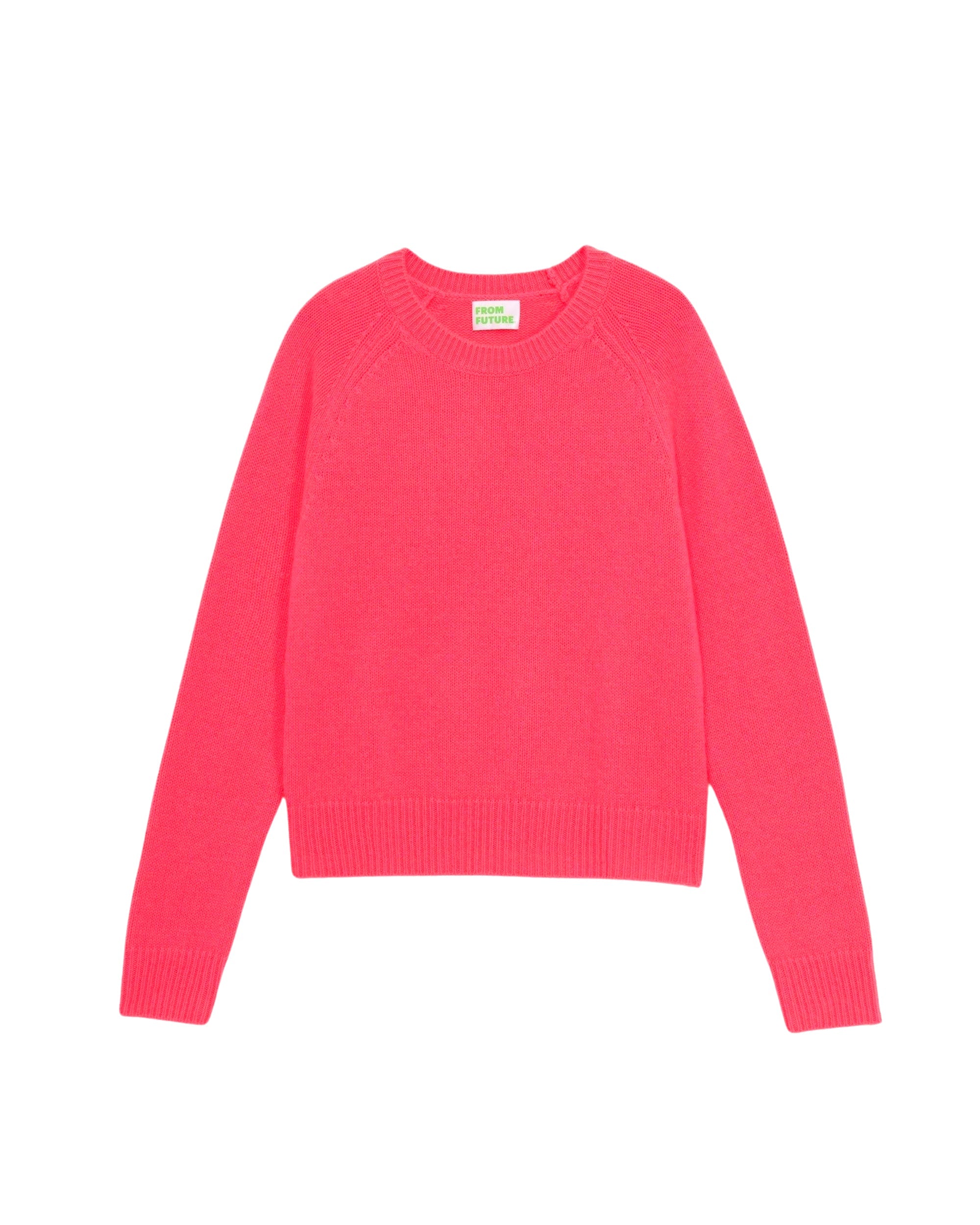 Pull court à col rond en cachemire - Neon Pink