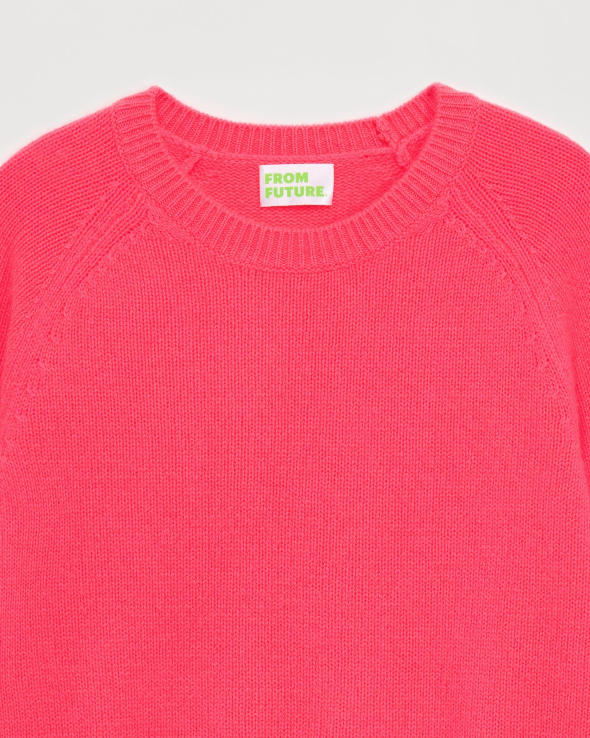 Pull court à col rond en cachemire - Neon Pink