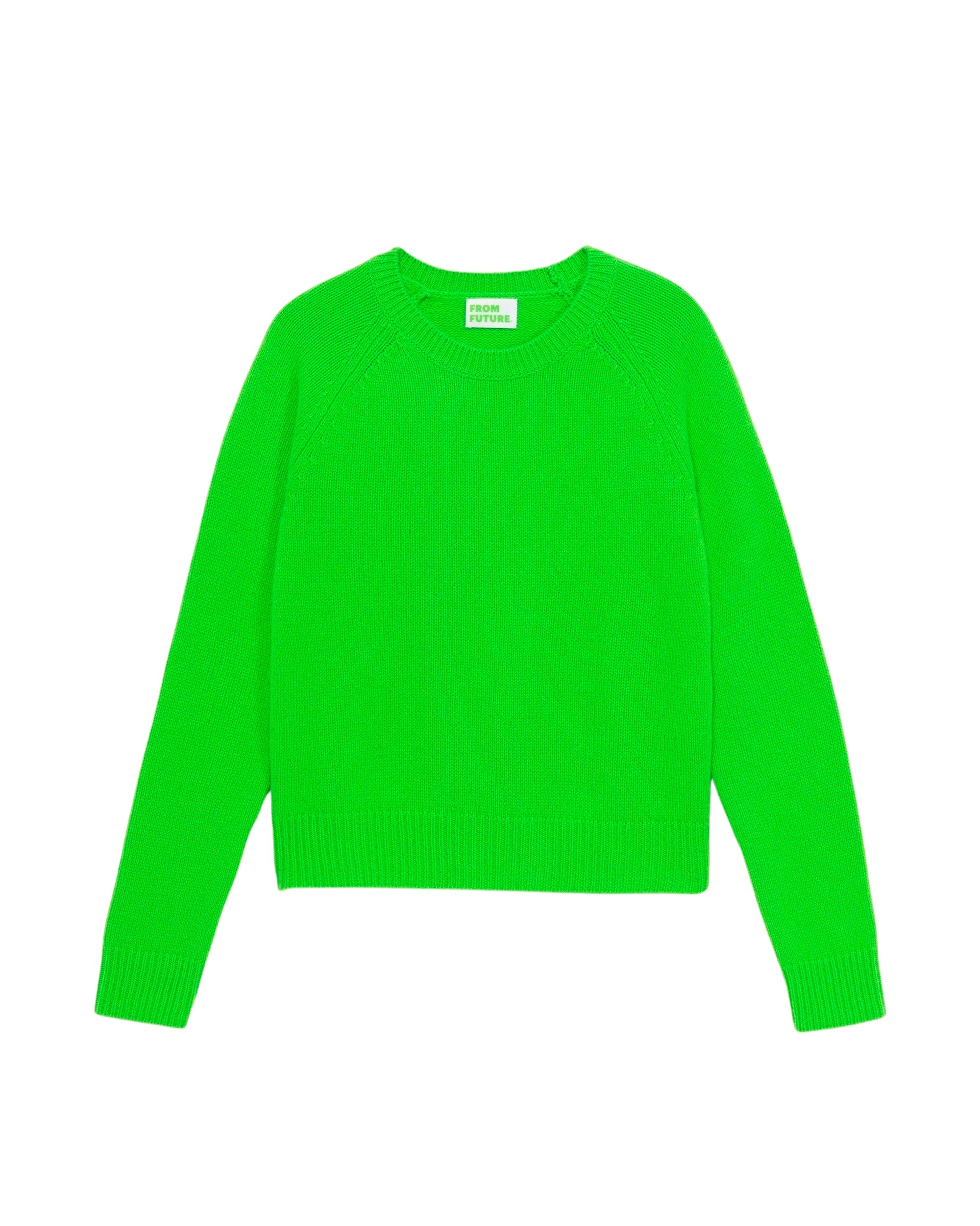 Pull court à col rond en cachemire - Electric Green