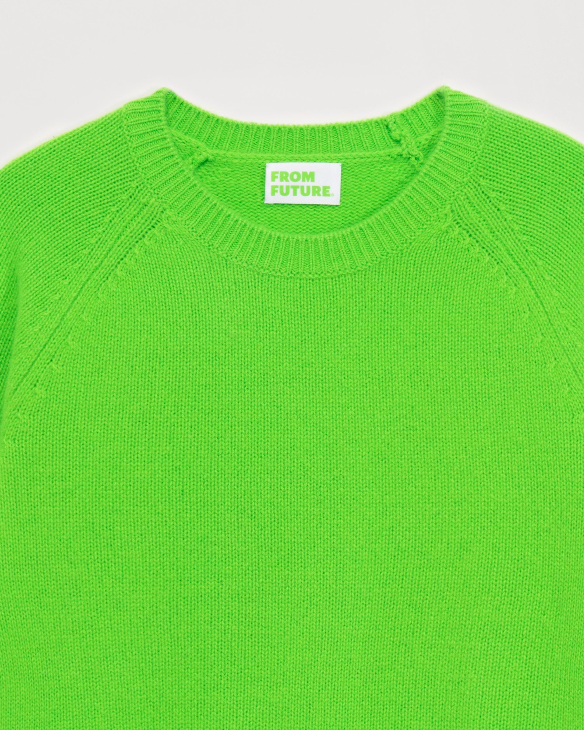 Pull court à col rond en cachemire - Electric Green