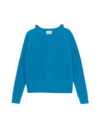 Pull à col rond maille perlée à bande en cachemire - Winter Blue