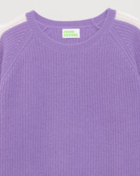 Pull à col rond maille perlée à bande en cachemire - Power Lilac