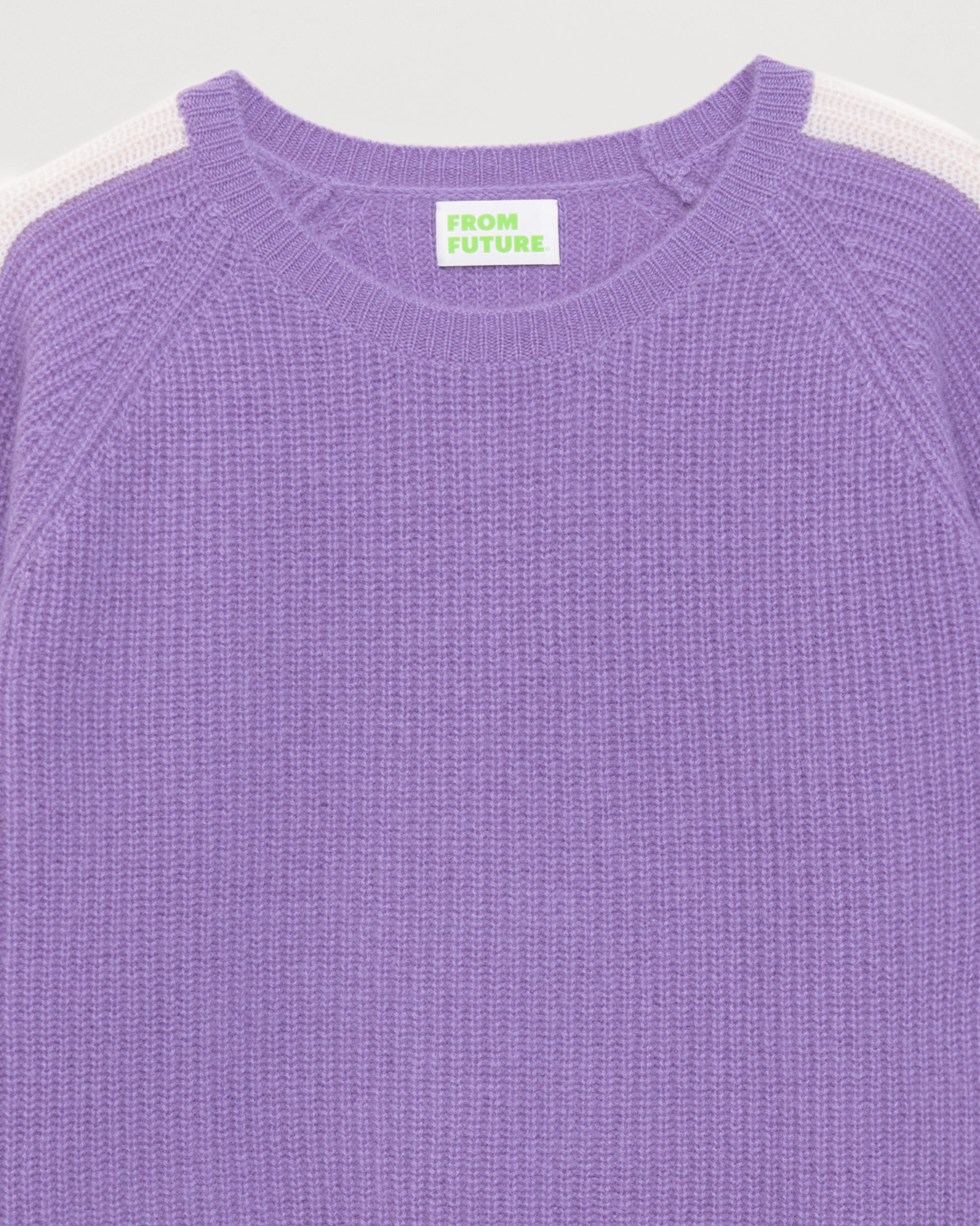 Pull à col rond maille perlée à bande en cachemire - Power Lilac