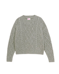 Pull court à col rond point fantaisie en cachemire - Dark Heather Gray