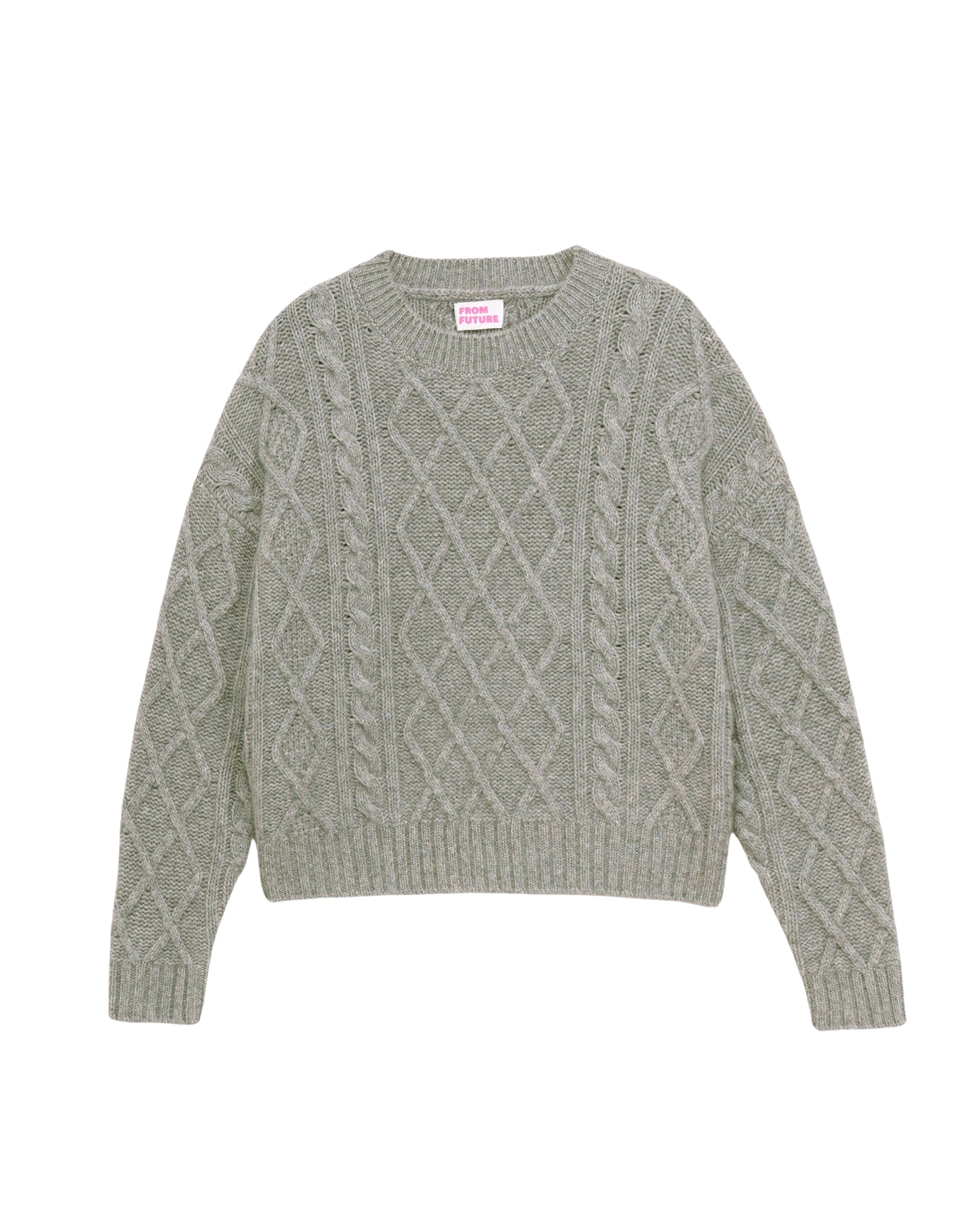 Pull court à col rond point fantaisie en cachemire - Dark Heather Gray