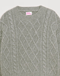 Pull court à col rond point fantaisie en cachemire - Dark Heather Gray