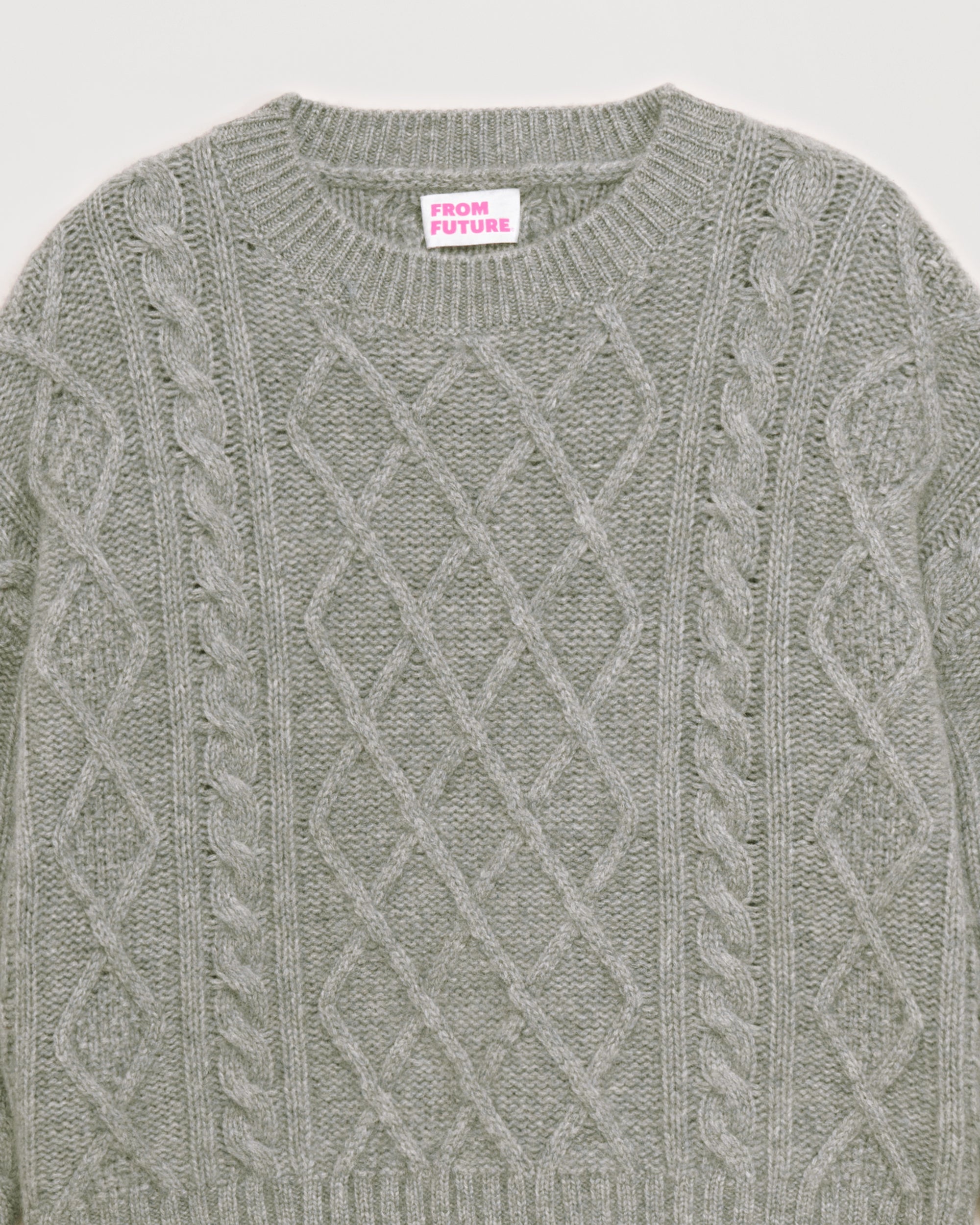 Pull court à col rond point fantaisie en cachemire - Dark Heather Gray