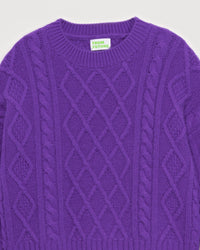 Pull court à col rond point fantaisie en cachemire - Neon Purple