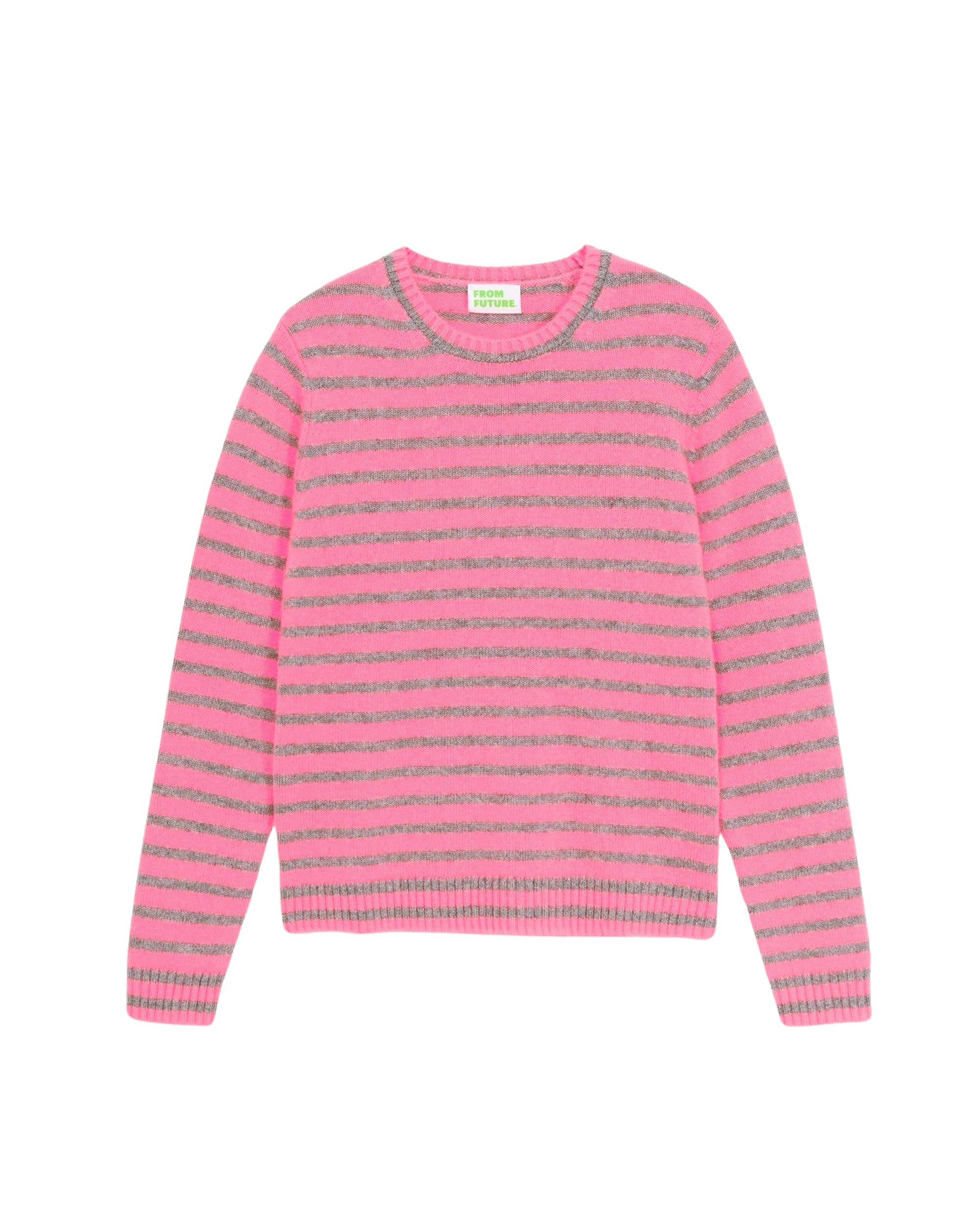 Pull à col rond à rayure en cachemire - Dark Heather Gray