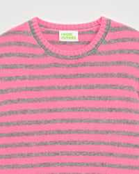 Pull à col rond à rayure en cachemire - Dark Heather Gray