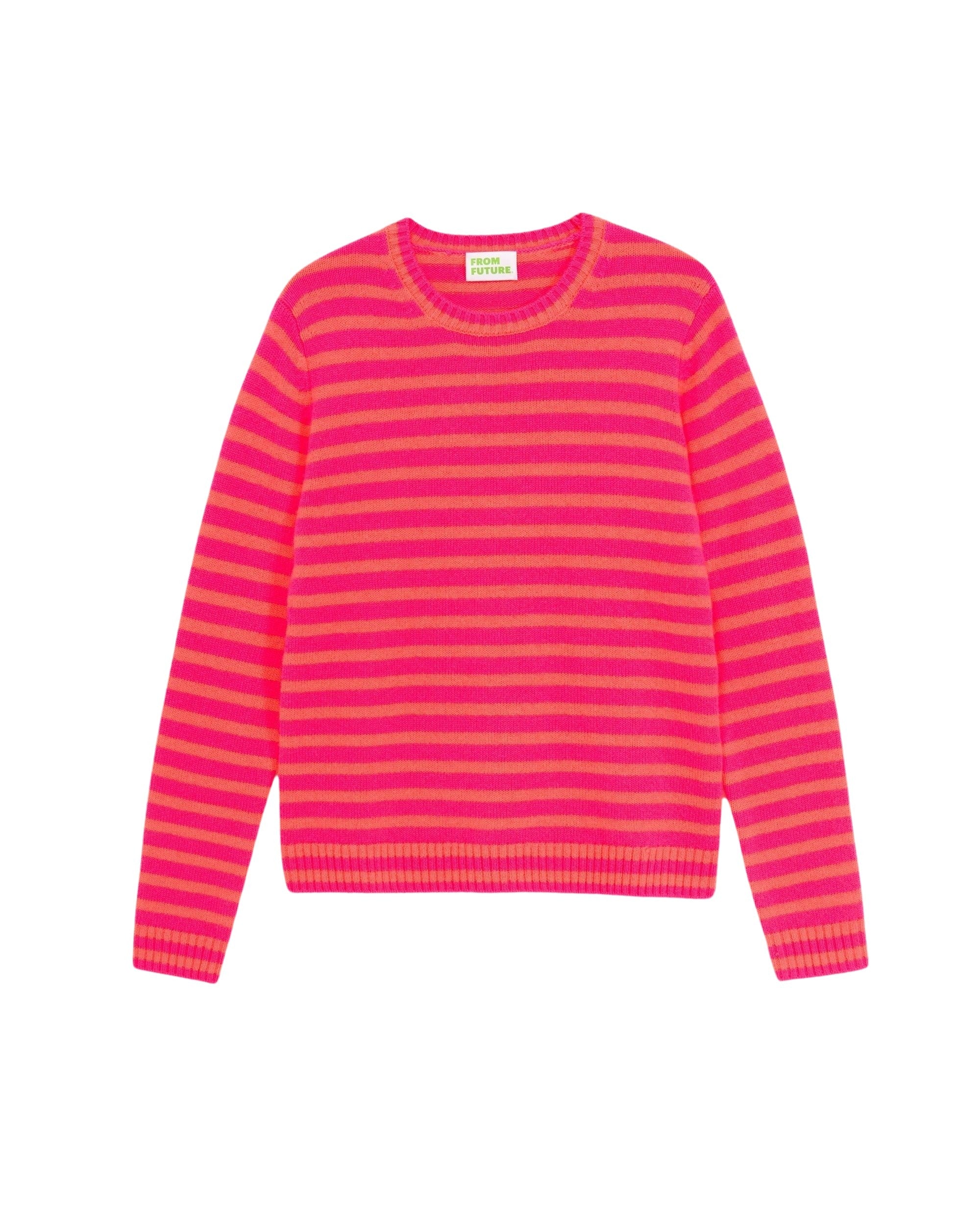 Pull à col rond à rayure en cachemire - Winter Fuchsia