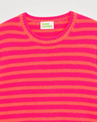 Pull à col rond à rayure en cachemire - Winter Fuchsia