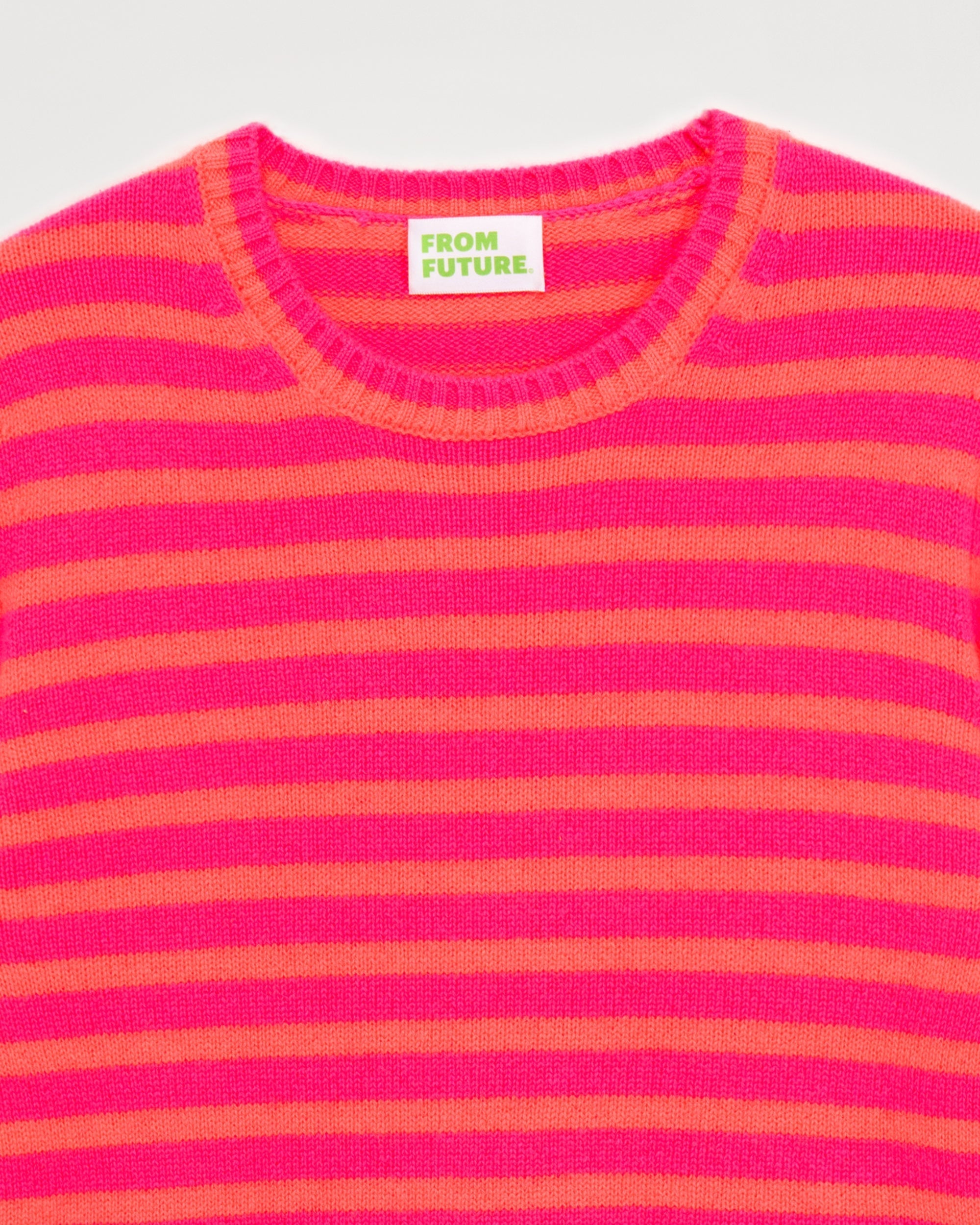 Pull à col rond à rayure en cachemire - Winter Fuchsia