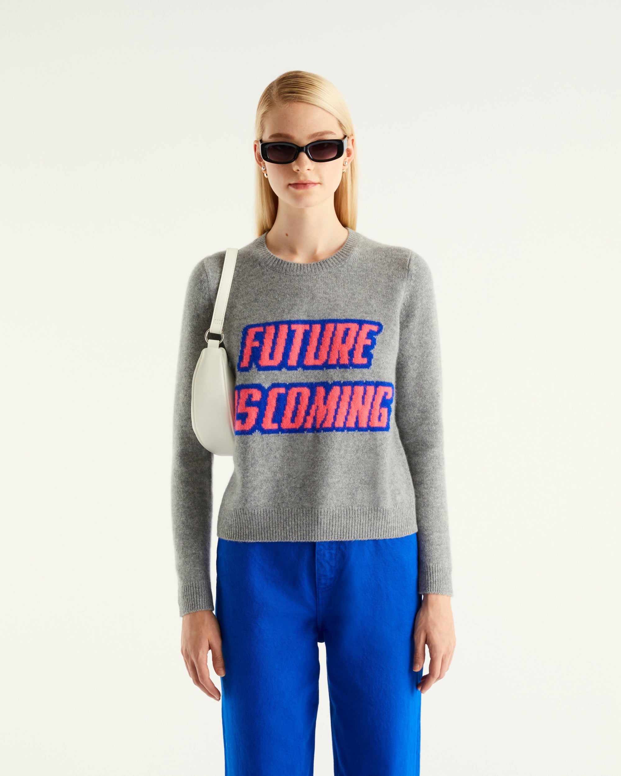 Pull à col rond Future is coming en cachemire - Dark Heather Gray