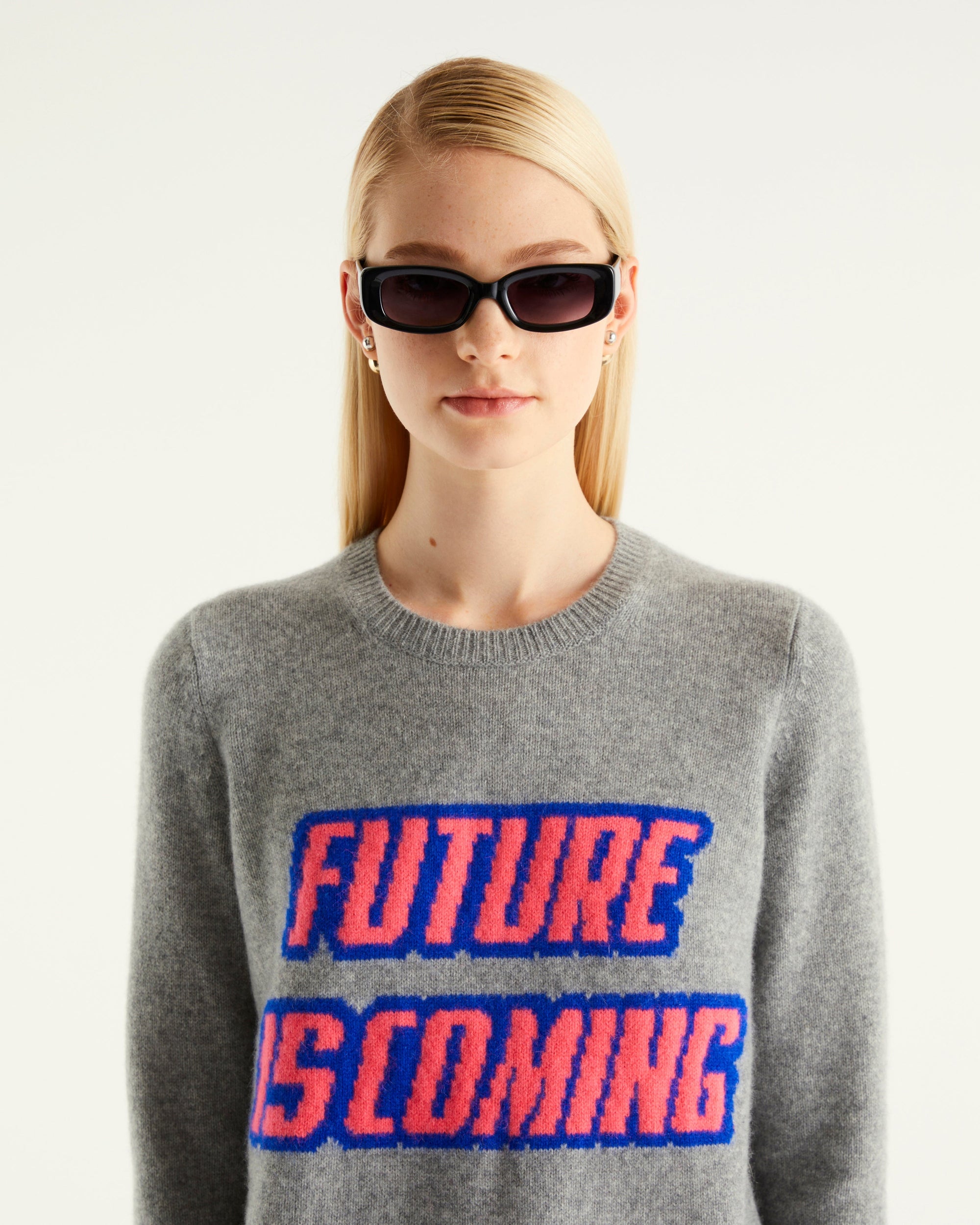 Pull à col rond Future is coming en cachemire - Dark Heather Gray