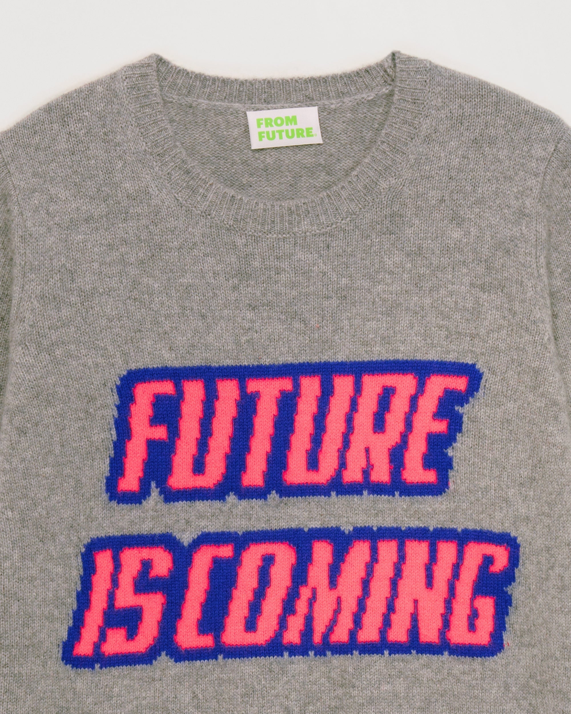 Pull à col rond Future is coming en cachemire - Dark Heather Gray