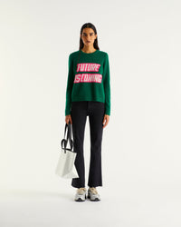 Pull à col rond Future is coming en cachemire - Pine Green