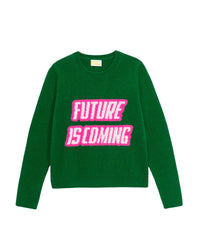Pull à col rond Future is coming en cachemire - Pine Green