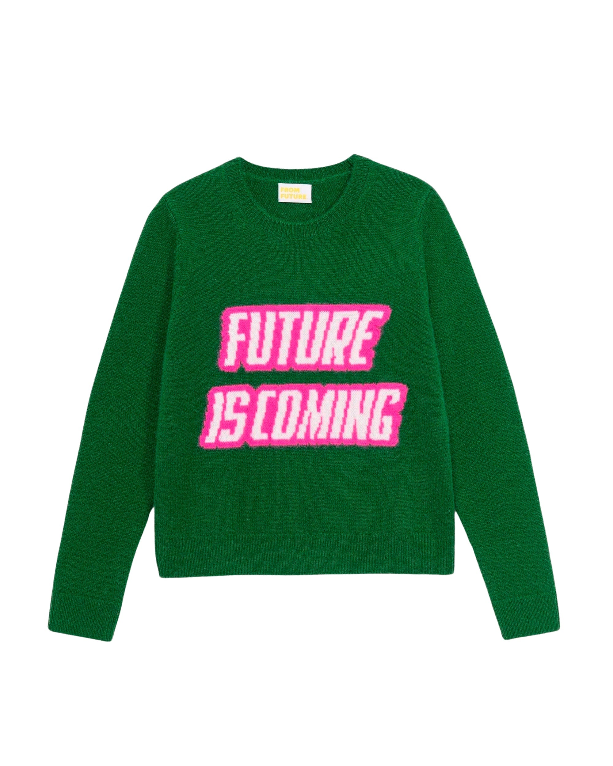 Pull à col rond Future is coming en cachemire - Pine Green