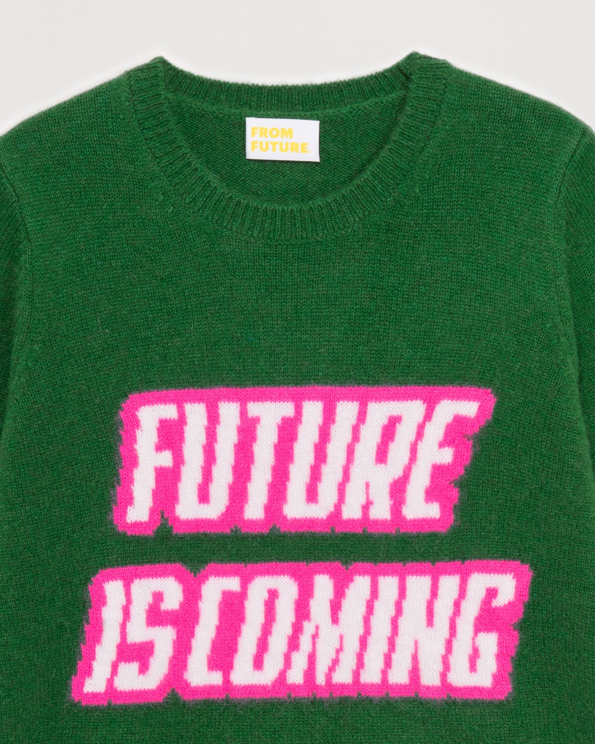 Pull à col rond Future is coming en cachemire - Pine Green
