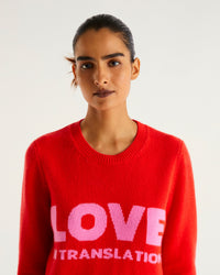 Pull à col rond Love in translation en cachemire - Bright Red