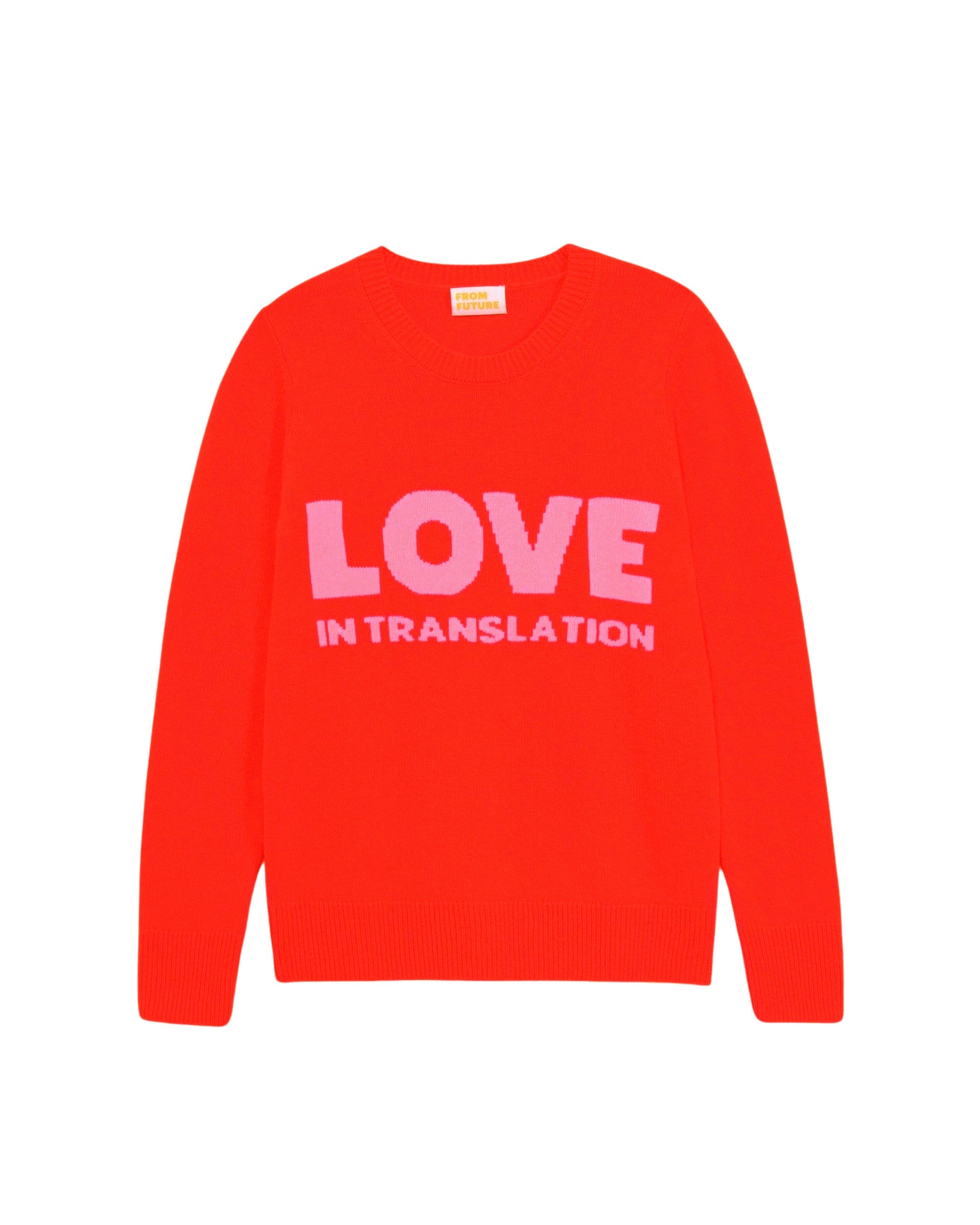 Pull à col rond Love in translation en cachemire - Bright Red