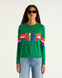 Pull à col rond Future en laine mérinos - Grass Green