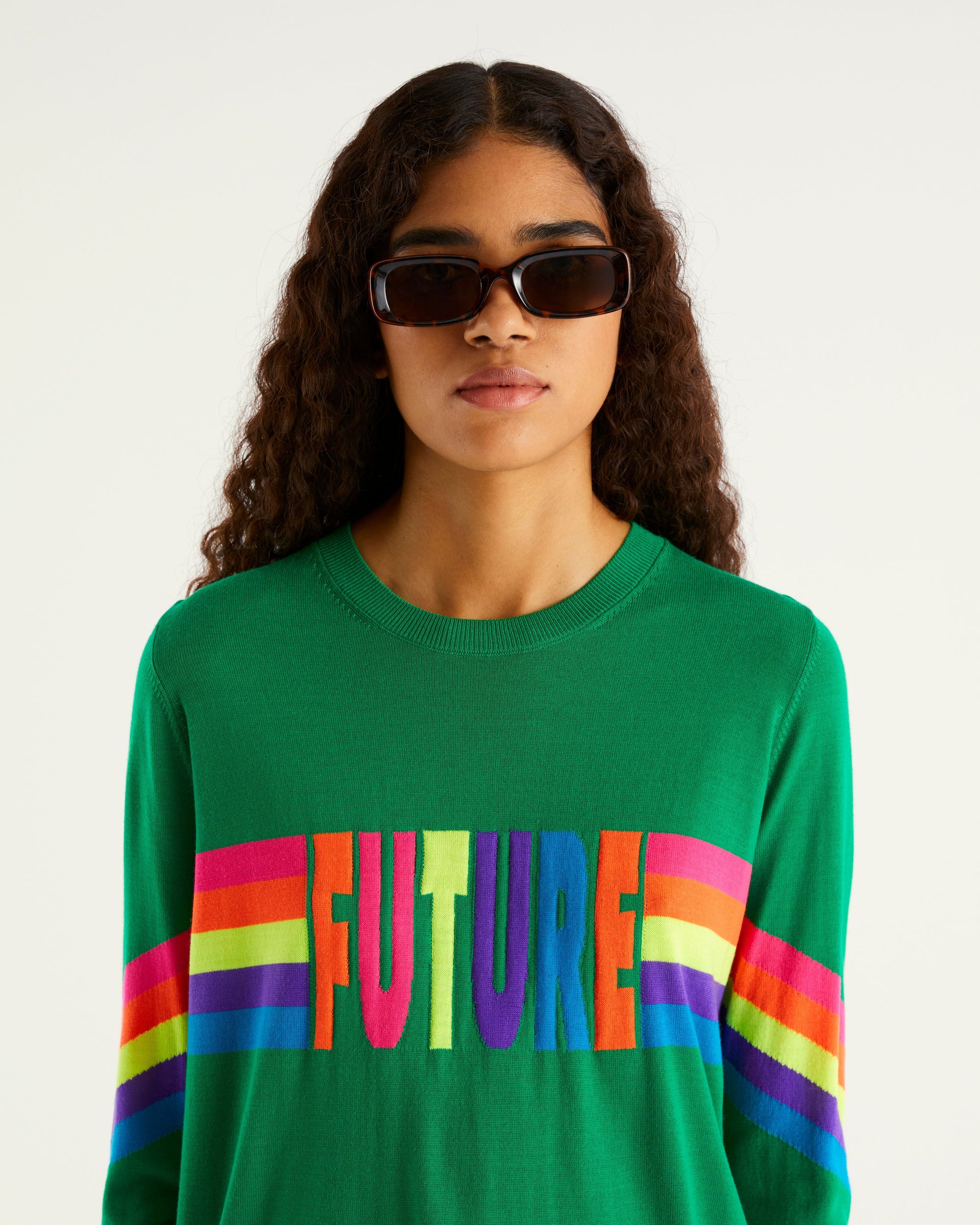 Pull à col rond Future en laine mérinos - Grass Green