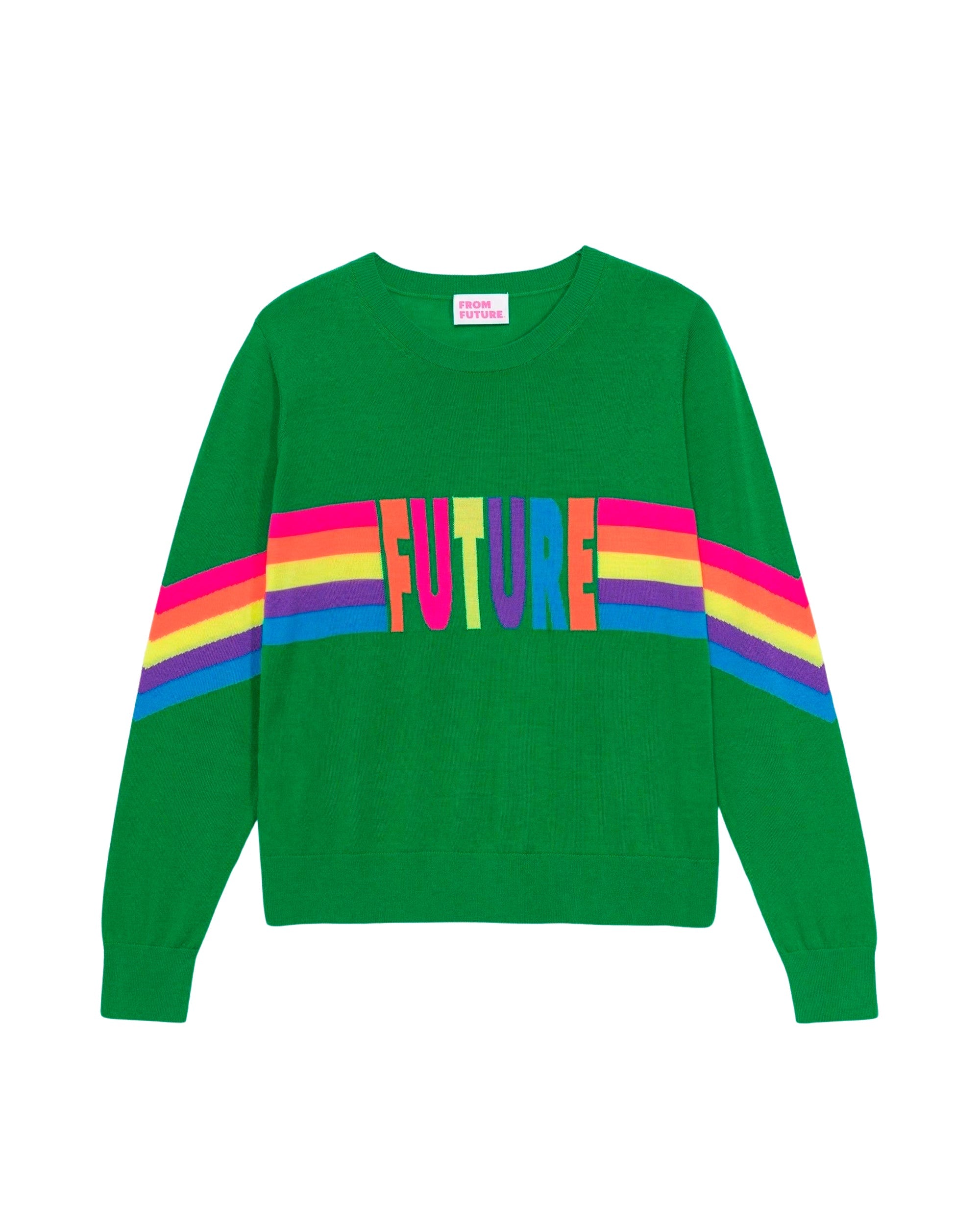 Pull à col rond Future en laine mérinos - Grass Green