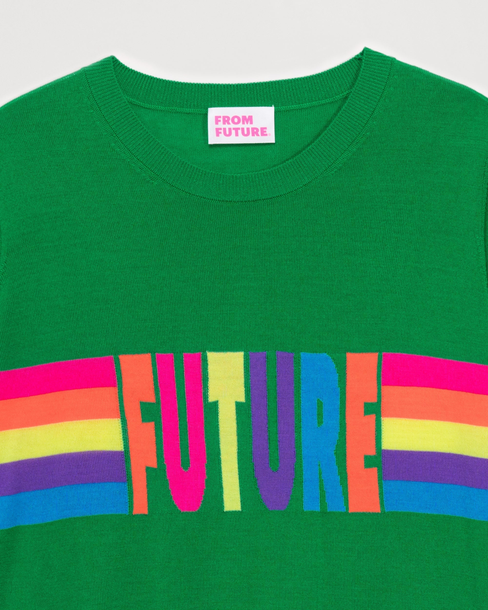 Pull à col rond Future en laine mérinos - Grass Green