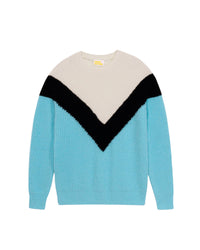 Pull à col montant maille perlée tric en cachemire - Acid Blue